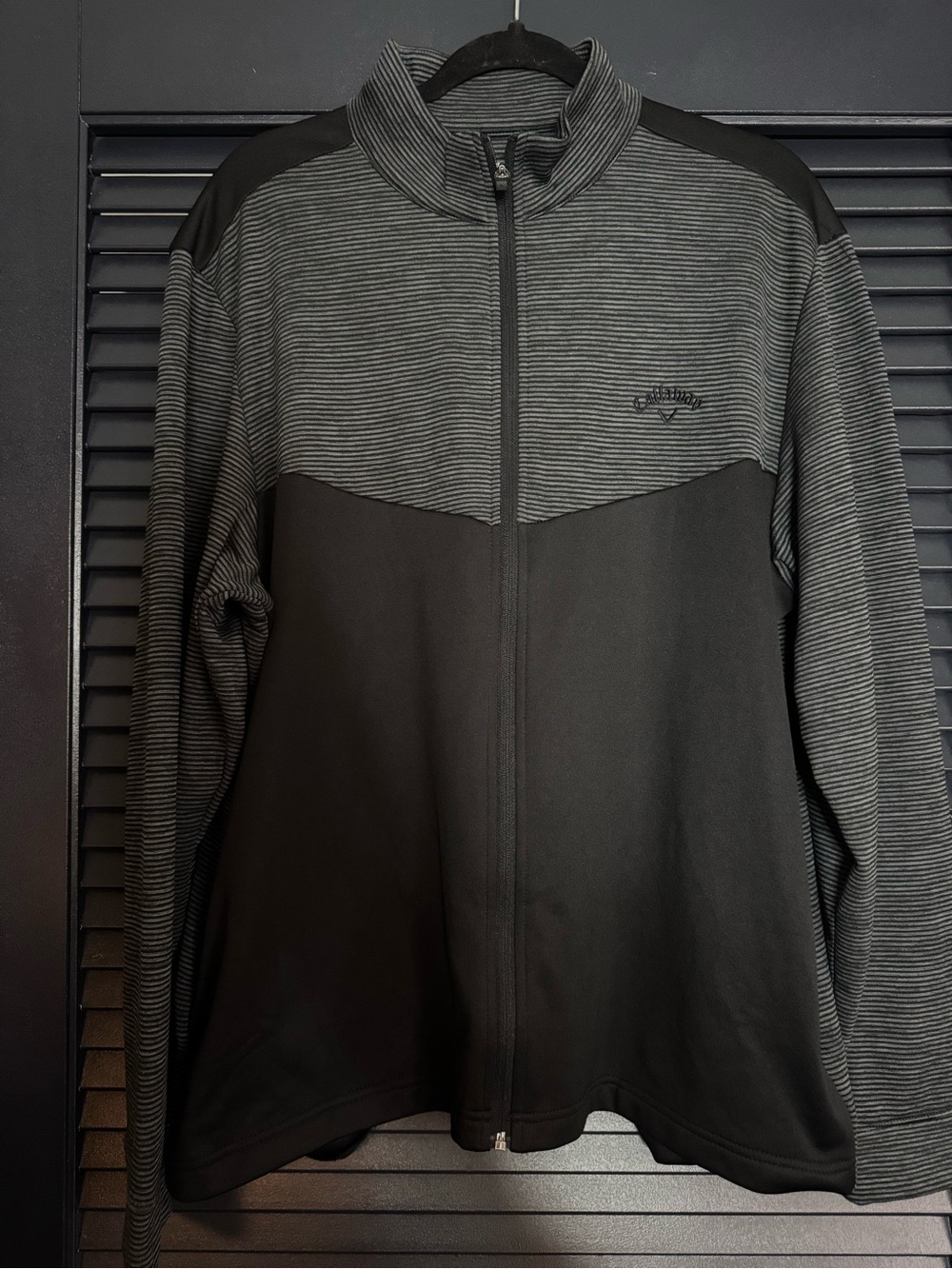 Callaway Opti-Dri Black Gray Striped Full-Zip Golf Jacket M